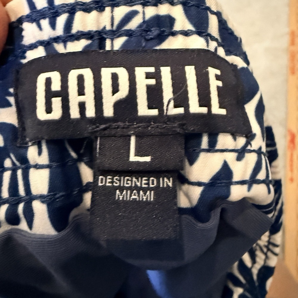 Capelle Hybrid Shorts Men's Large Blue White Tropical Botanical Print Lined - Picture 8 of 10